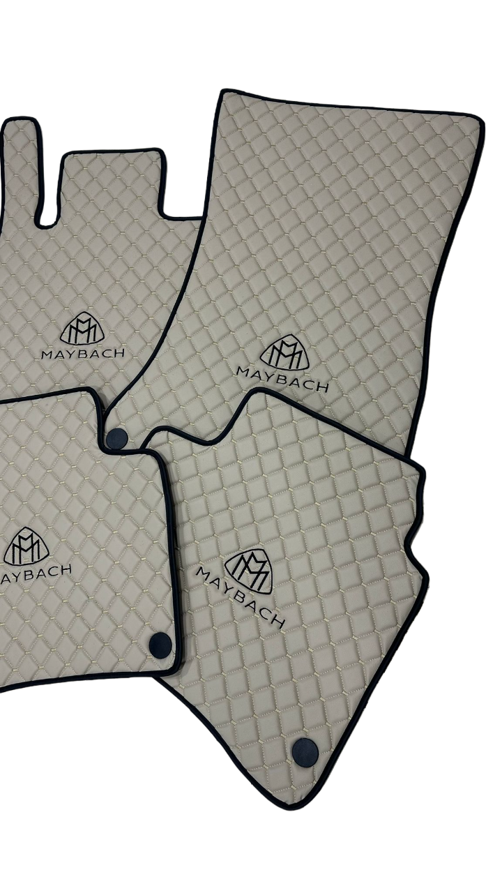 Maybach Car Floor Mats Set, All Maybach Models Waterproof Custom Car Maybach Floor Mats Leather Front and Rear Carpet Liner