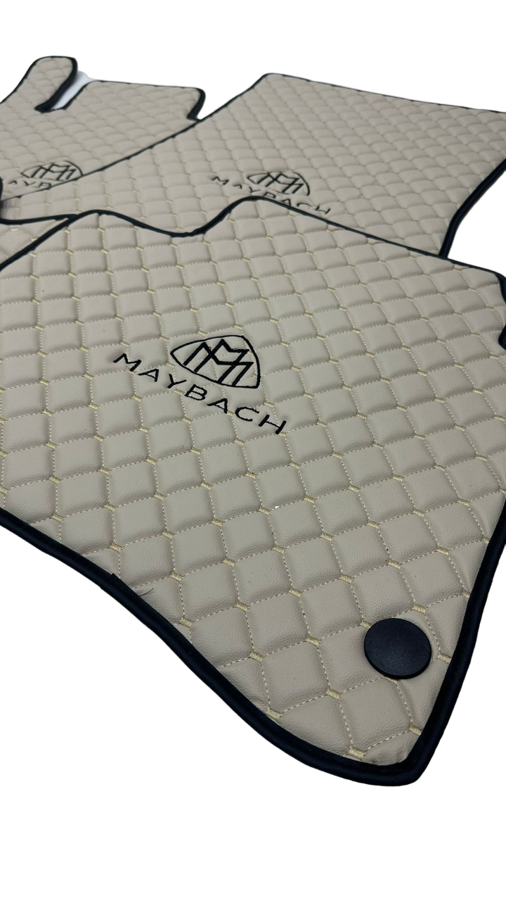 Maybach Car Floor Mats Set, All Maybach Models Waterproof Custom Car Maybach Floor Mats Leather Front and Rear Carpet Liner