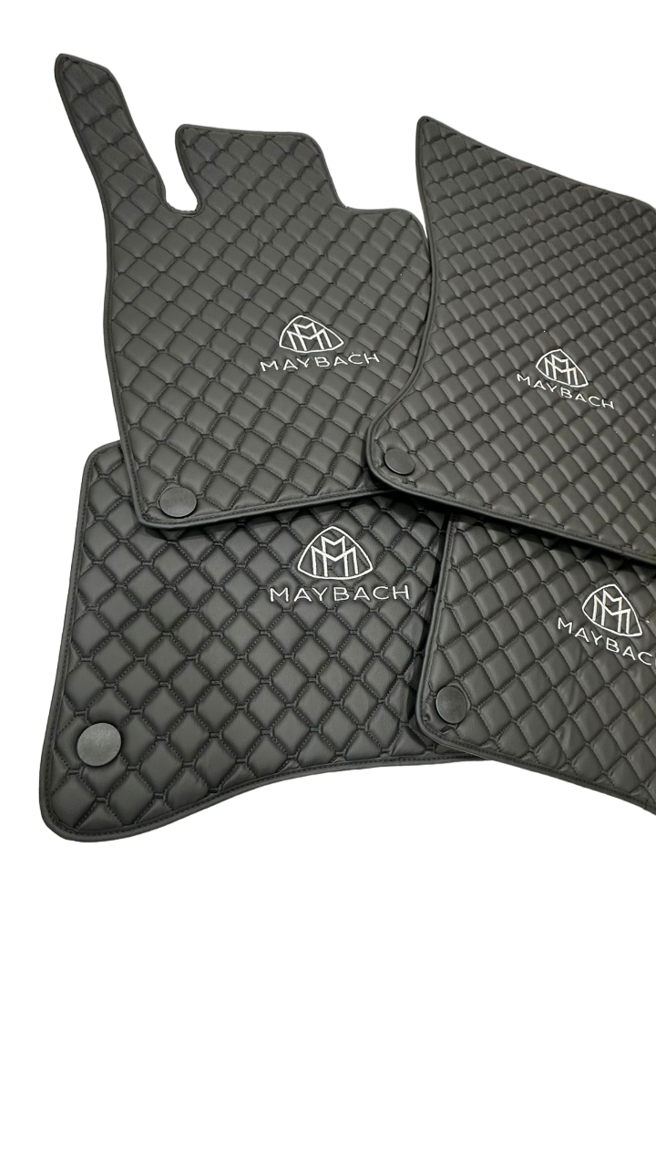 Maybach Car Floor Mats Set, All Maybach Models Waterproof Custom Car Maybach Floor Mats Leather Front and Rear Carpet Liner