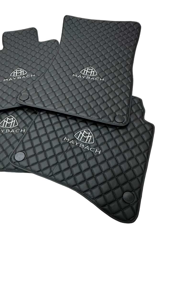 Maybach Car Floor Mats Set, All Maybach Models Waterproof Custom Car Maybach Floor Mats Leather Front and Rear Carpet Liner