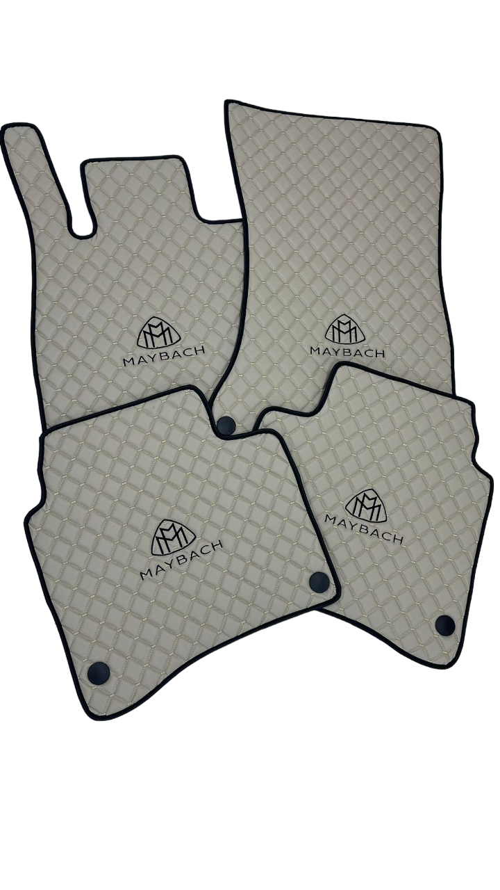 Maybach Car Floor Mats Set, All Maybach Models Waterproof Custom Car Maybach Floor Mats Leather Front and Rear Carpet Liner