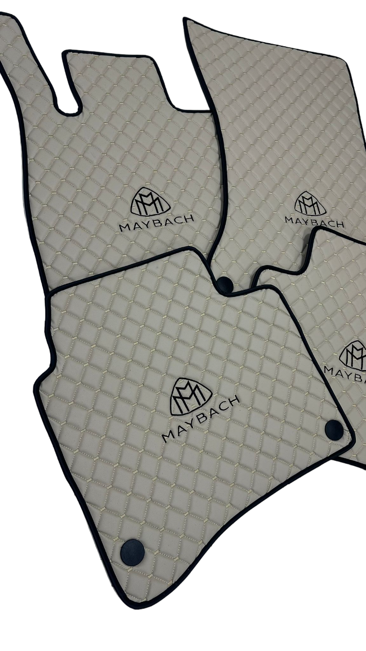 Maybach Car Floor Mats Set, All Maybach Models Waterproof Custom Car Maybach Floor Mats Leather Front and Rear Carpet Liner