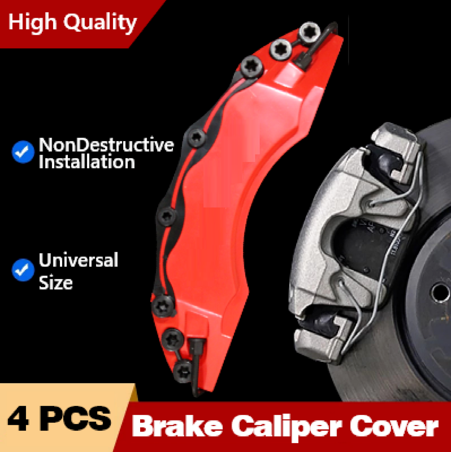 Brembo Red Brake Caliper Cover, 4x Brake Caliper Cover Front Rear Wheels, Brembo Caliper Cover, Red