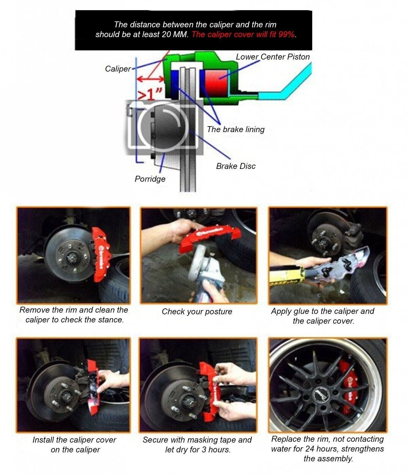 Brembo Red Brake Caliper Cover, 4x Brake Caliper Cover Front Rear Wheels, Brembo Caliper Cover, Red