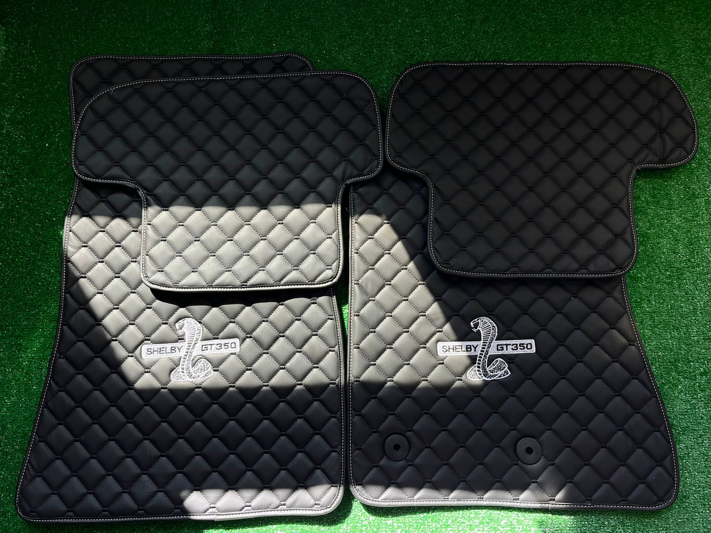 Ford Mustang Shelby Waterproof All Model Custom Shelby Floor Mats, Leather, Front Rear Carpet Liner, Shelby Car Floor Mats