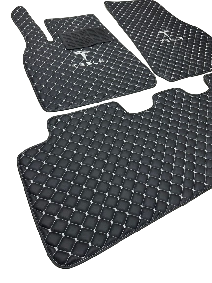 Tesla Car Floor Mats Set, All Tesla Models Waterproof Custom Car Tesla Floor Mats Leather Front and Rear Carpet Liner