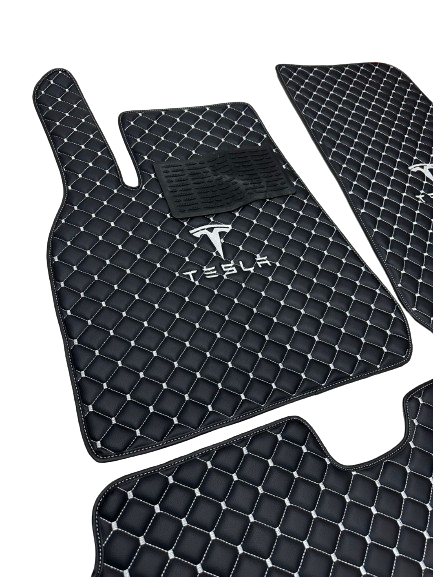 Tesla Car Floor Mats Set, All Tesla Models Waterproof Custom Car Tesla Floor Mats Leather Front and Rear Carpet Liner