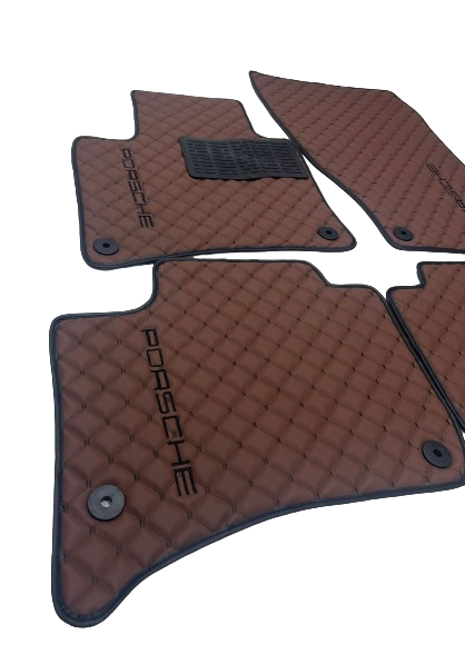 Porsche Car Floor Mats Set, All Porsche Models Waterproof Custom Car Porsche Floor Mats Leather Front and Rear Carpet Liner