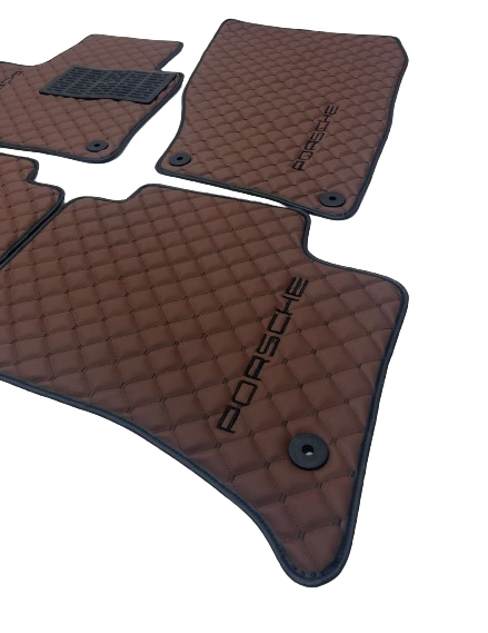 Porsche Car Floor Mats Set, All Porsche Models Waterproof Custom Car Porsche Floor Mats Leather Front and Rear Carpet Liner