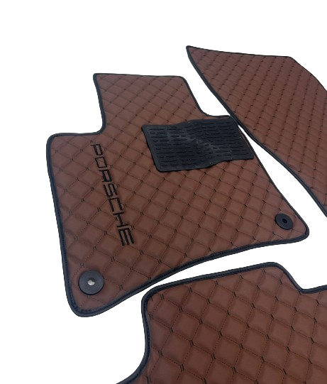 Porsche Car Floor Mats Set, All Porsche Models Waterproof Custom Car Porsche Floor Mats Leather Front and Rear Carpet Liner