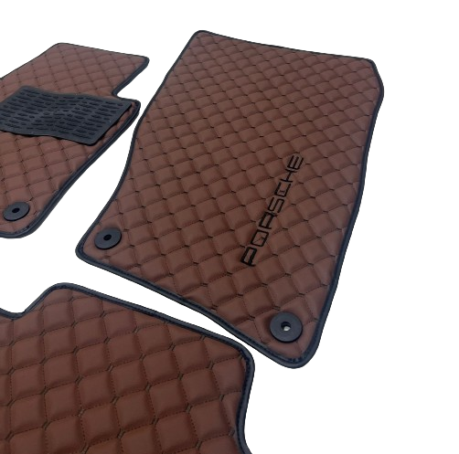 Porsche Car Floor Mats Set, All Porsche Models Waterproof Custom Car Porsche Floor Mats Leather Front and Rear Carpet Liner