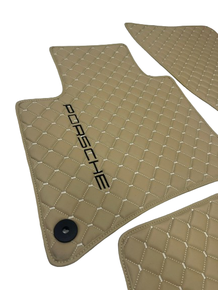 Porsche Car Floor Mats Set, All Porsche Models Waterproof Custom Car Porsche Floor Mats Leather Front and Rear Carpet Liner