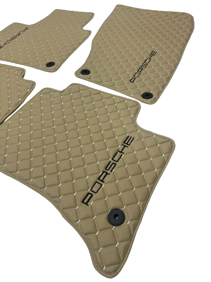 Porsche Car Floor Mats Set, All Porsche Models Waterproof Custom Car Porsche Floor Mats Leather Front and Rear Carpet Liner