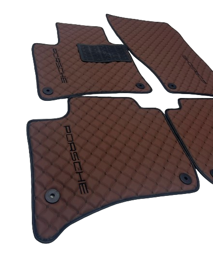 Porsche Car Floor Mats Set, All Porsche Models Waterproof Custom Car Porsche Floor Mats Leather Front and Rear Carpet Liner