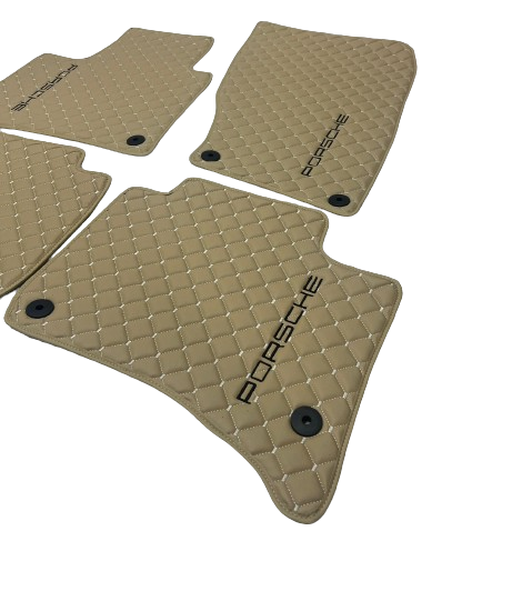 Porsche Car Floor Mats Set, All Porsche Models Waterproof Custom Car Porsche Floor Mats Leather Front and Rear Carpet Liner