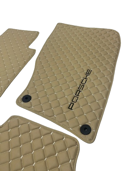 Porsche Car Floor Mats Set, All Porsche Models Waterproof Custom Car Porsche Floor Mats Leather Front and Rear Carpet Liner