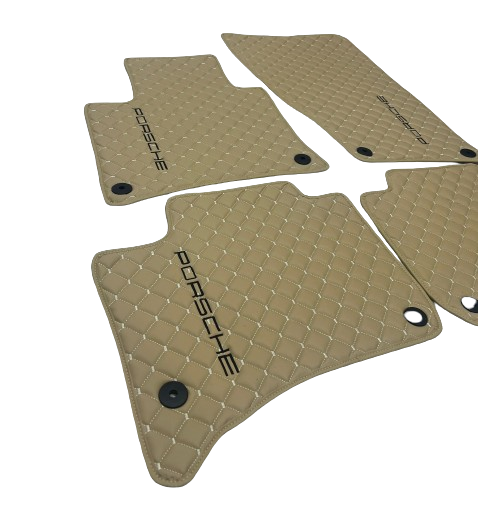 Porsche Car Floor Mats Set, All Porsche Models Waterproof Custom Car Porsche Floor Mats Leather Front and Rear Carpet Liner