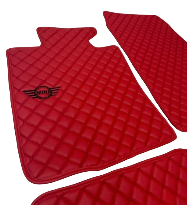 Mini Cooper Car Floor Mats Set, All Mini Cooper Models Waterproof Custom Car Mini Cooper Floor Mats Leather Front and Rear Carpet Liner