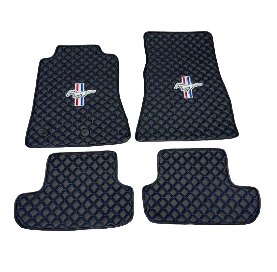 Mustang Car Floor Mat Set, All Mustang Models Waterproof Custom Car Mustang Floor Mats Leather Front and Rear Carpet Liner