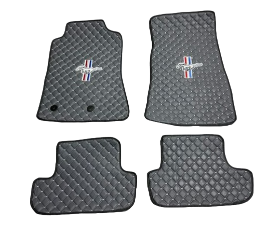 Mustang Car Floor Mat Set, All Mustang Models Waterproof Custom Car Mustang Floor Mats Leather Front and Rear Carpet Liner