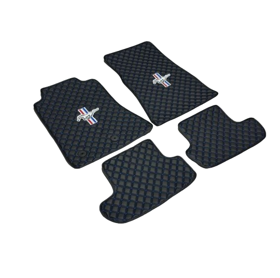 Mustang Car Floor Mat Set, All Mustang Models Waterproof Custom Car Mustang Floor Mats Leather Front and Rear Carpet Liner