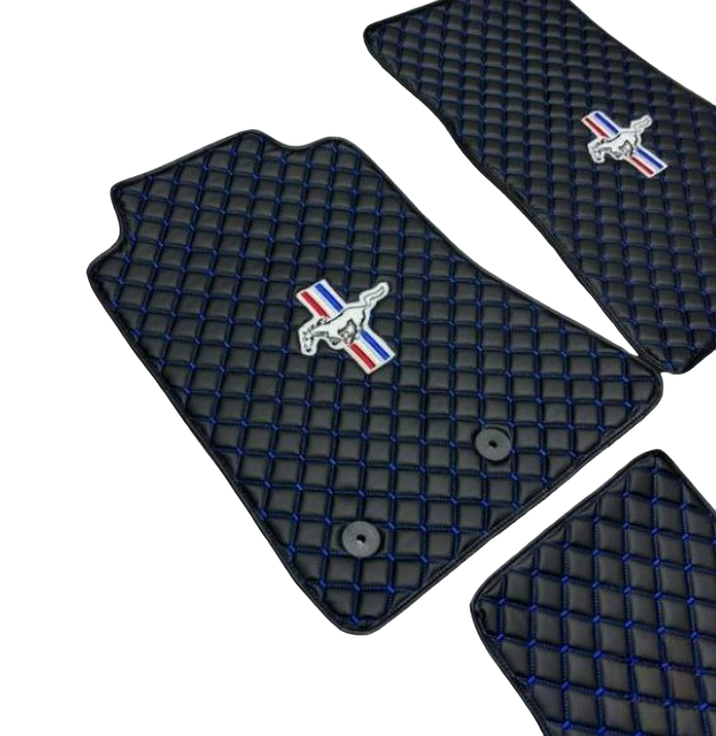 Mustang Car Floor Mat Set, All Mustang Models Waterproof Custom Car Mustang Floor Mats Leather Front and Rear Carpet Liner