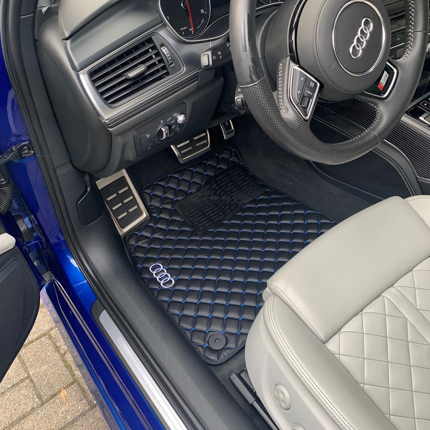 Audi Quattro 1980-1991 Leather Car Floor Mats Set, All Audi Models Waterproof Custom Car Mat Set