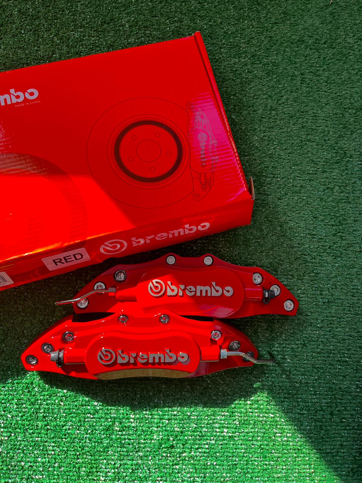 Brembo Gold - Red Metal Brake Caliper 2pc Metal 3D Brembo Universal Style Brake Caliper Cover front