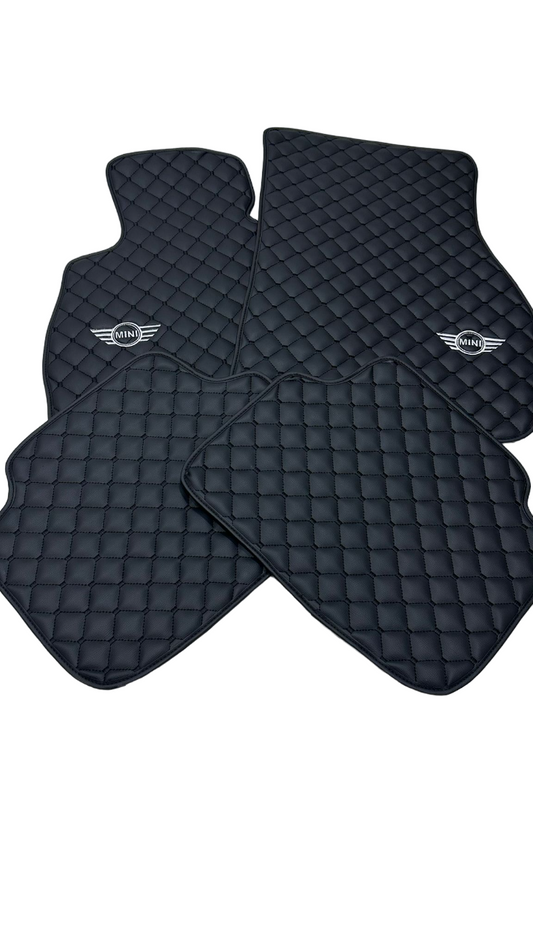 Mini Cooper Car Floor Mats Set, All Mini Cooper Models Waterproof Custom Car Mini Cooper Floor Mats Leather Front and Rear Carpet Liner