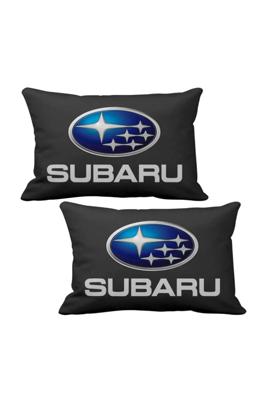 Subaru 2Pcs Luxury Car Neck Pillow Black, And Wooden Logo Keychain, Subaru Car Pillow, Subaru Pillow