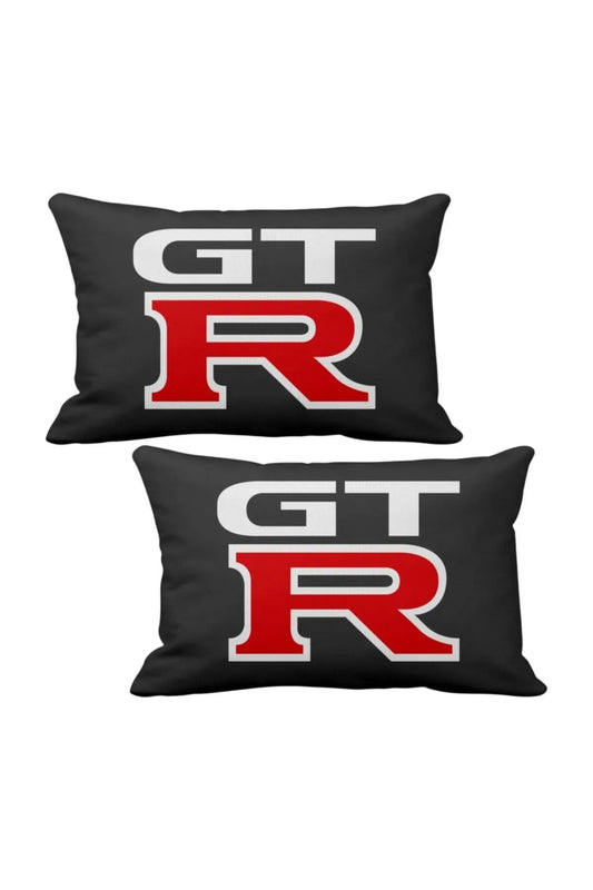 Gtr 2 Pcs Luxury Car Neck Pillow Black, And Wooden Logo Keychain, Nissan Gtr Car Pillow