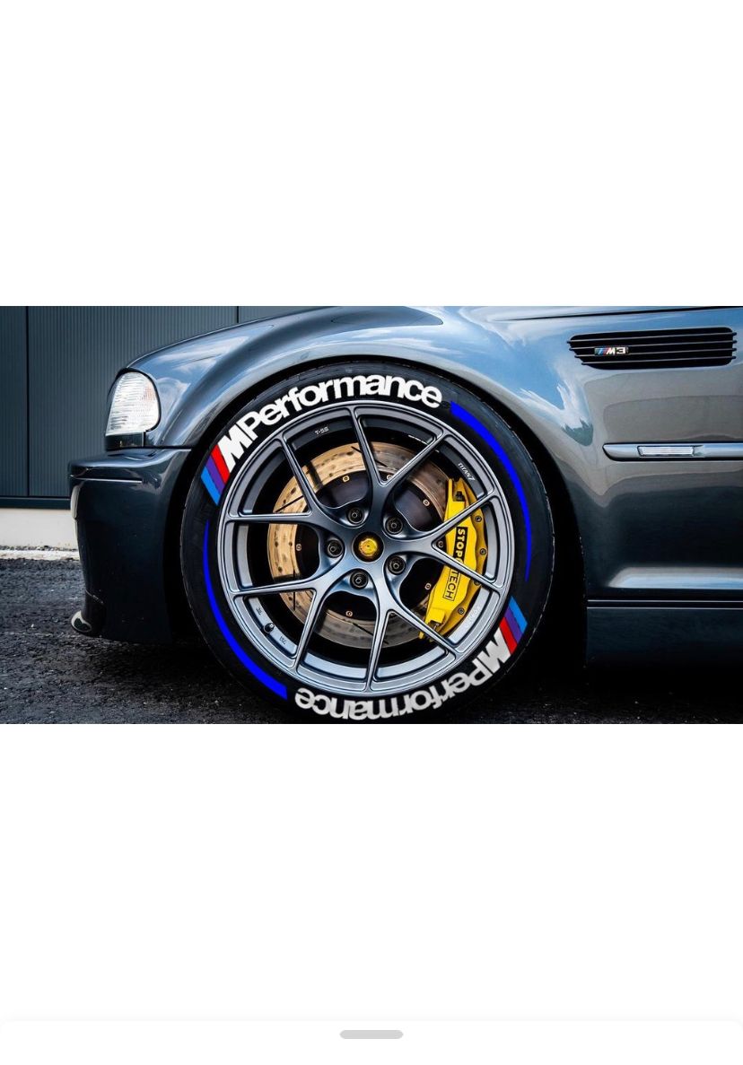 M Performance Tire Letters, M Performance Tire Stickers, Tire lettering M Performance Car Tire Sticker