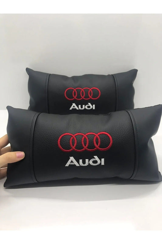 Audi Compatible Car Auto Neck Pillow 2 Pcs Luxury Leather, Audi Car Pillow, Car Pillow For All Audi Vehicle