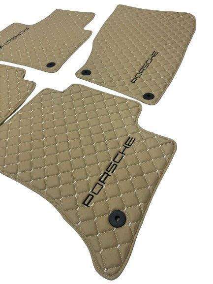 Porsche All Models Waterproof Custom Car Porsche Floor Mats, Leather, Front Rear Carpet Liner, Porsche Car Floor Mats Set