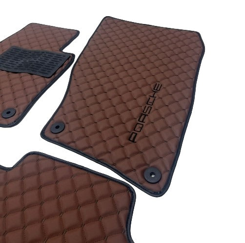 Porsche All Models Waterproof Custom Car Porsche Floor Mats, Leather, Front Rear Carpet Liner, Porsche Car Floor Mats Set