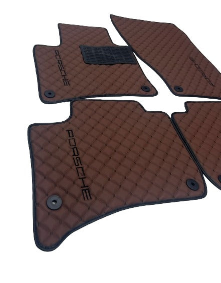 Porsche All Models Waterproof Custom Car Porsche Floor Mats, Leather, Front Rear Carpet Liner, Porsche Car Floor Mats Set