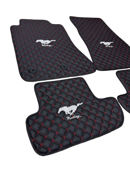 Ford Mustang Waterproof All Model Custom Ford Mustang Floor Mats, Leather, Front Rear Carpet Liner, Ford Mustang Car Floor Mats