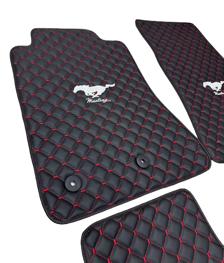 Ford Mustang Waterproof All Model Custom Ford Mustang Floor Mats, Leather, Front Rear Carpet Liner, Ford Mustang Car Floor Mats