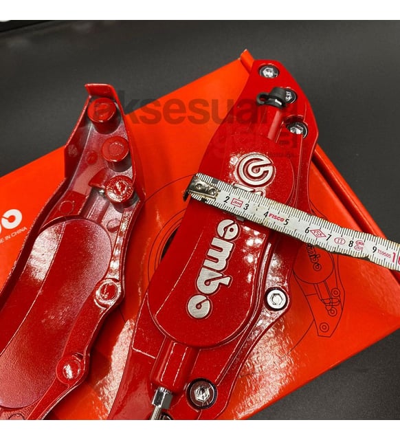 Brembo Gold - Red Metal Brake Caliper 2pc Metal 3D Brembo Universal Style Brake Caliper Cover front