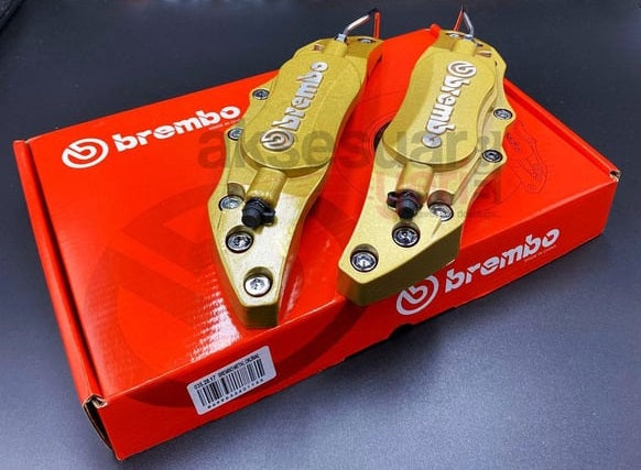 Brembo Gold - Red Metal Brake Caliper 2pc Metal 3D Brembo Universal Style Brake Caliper Cover front