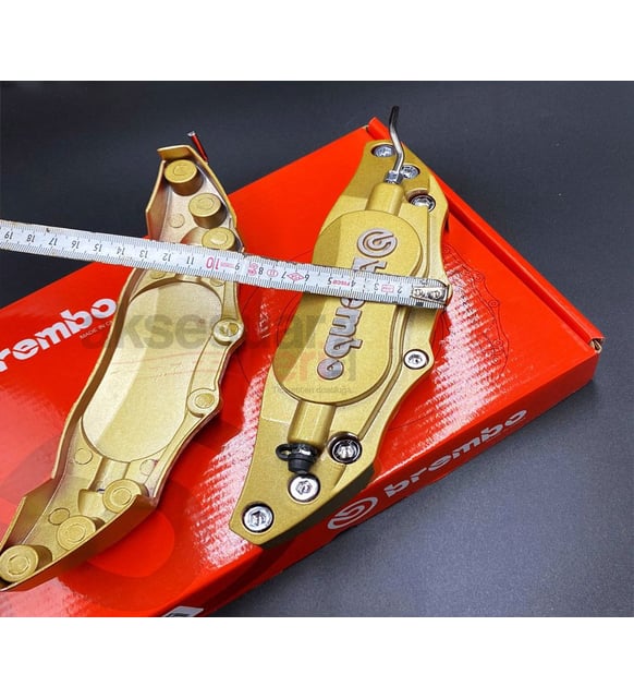 Brembo Gold - Red Metal Brake Caliper 2pc Metal 3D Brembo Universal Style Brake Caliper Cover front